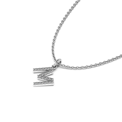&quot;M&quot; Diamond Initial Pendant - 10mm