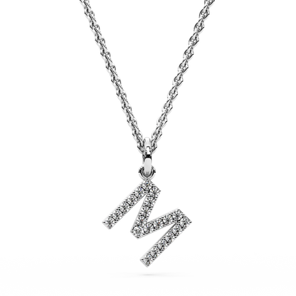 &quot;M&quot; Diamond Initial Pendant - 10mm