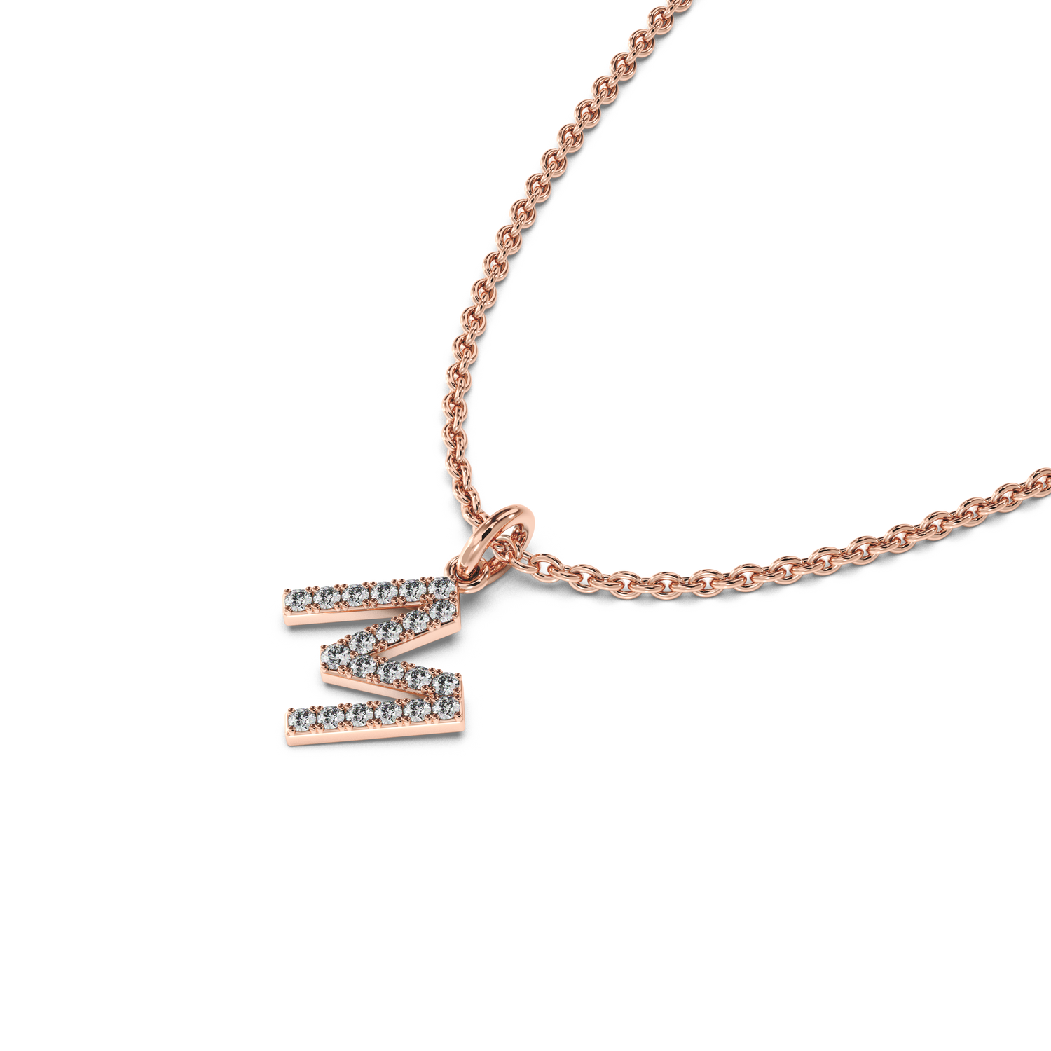 &quot;M&quot; Diamond Initial Pendant - 10mm