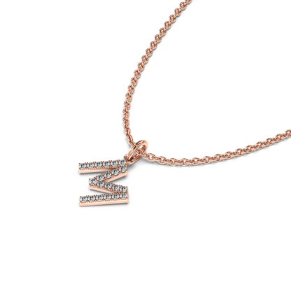 &quot;M&quot; Diamond Initial Pendant - 10mm