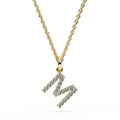 &quot;M&quot; Diamond Initial Pendant - 10mm