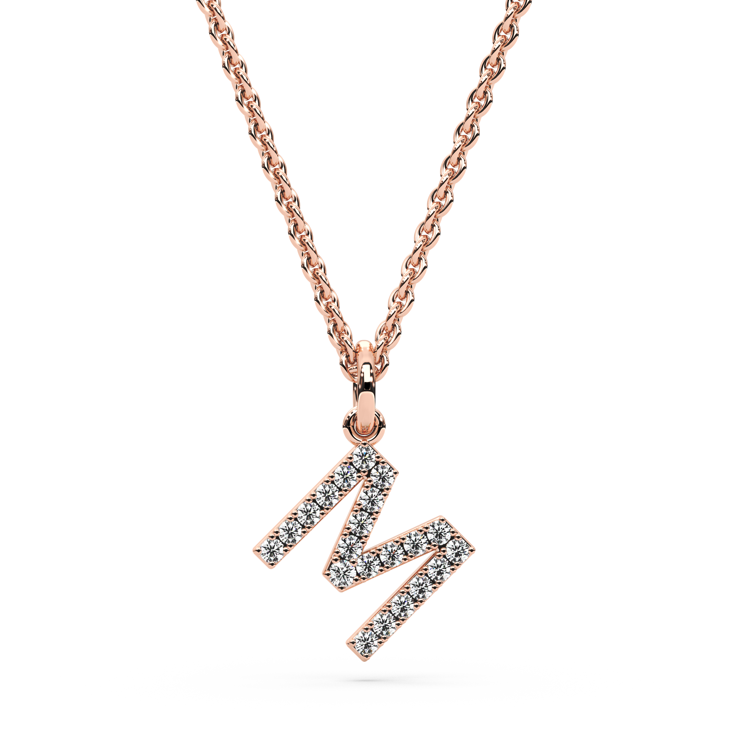 "M" Diamond Initial Pendant
