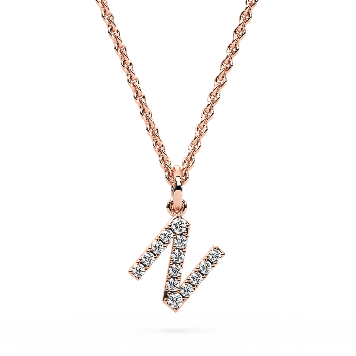 &quot;N&quot; Diamond Initial Pendant - 10mm