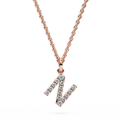 &quot;N&quot; Diamond Initial Pendant - 10mm