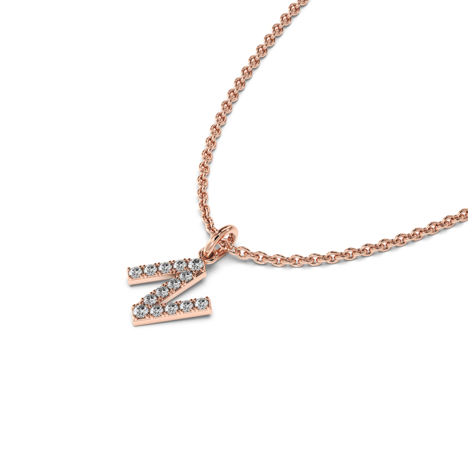 &quot;N&quot; Diamond Initial Pendant - 10mm