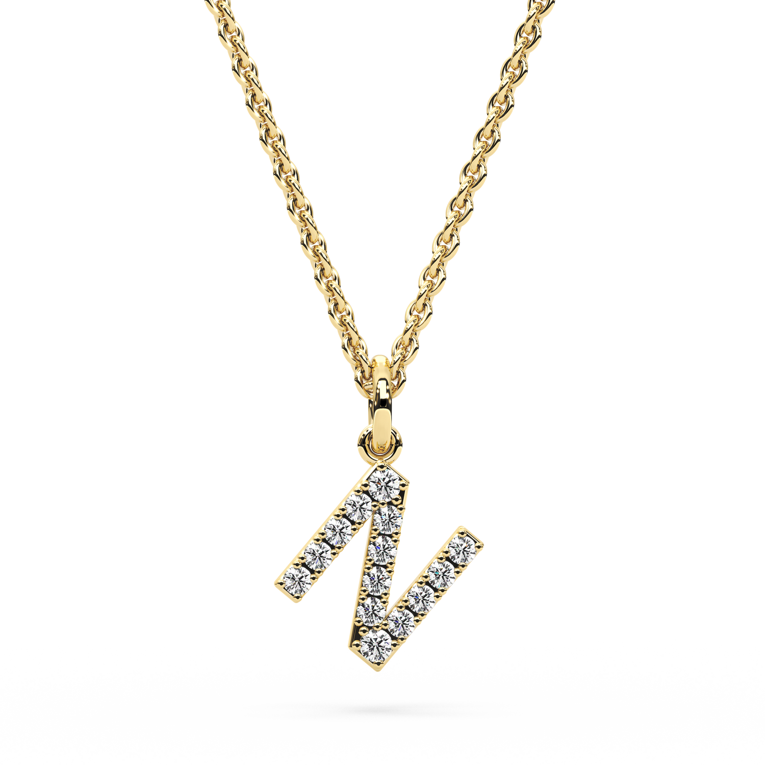 &quot;N&quot; Diamond Initial Pendant - 10mm