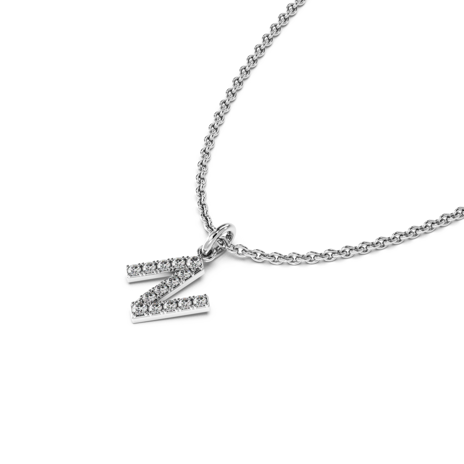 &quot;N&quot; Diamond Initial Pendant - 10mm