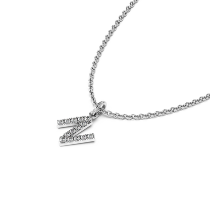 &quot;N&quot; Diamond Initial Pendant - 10mm