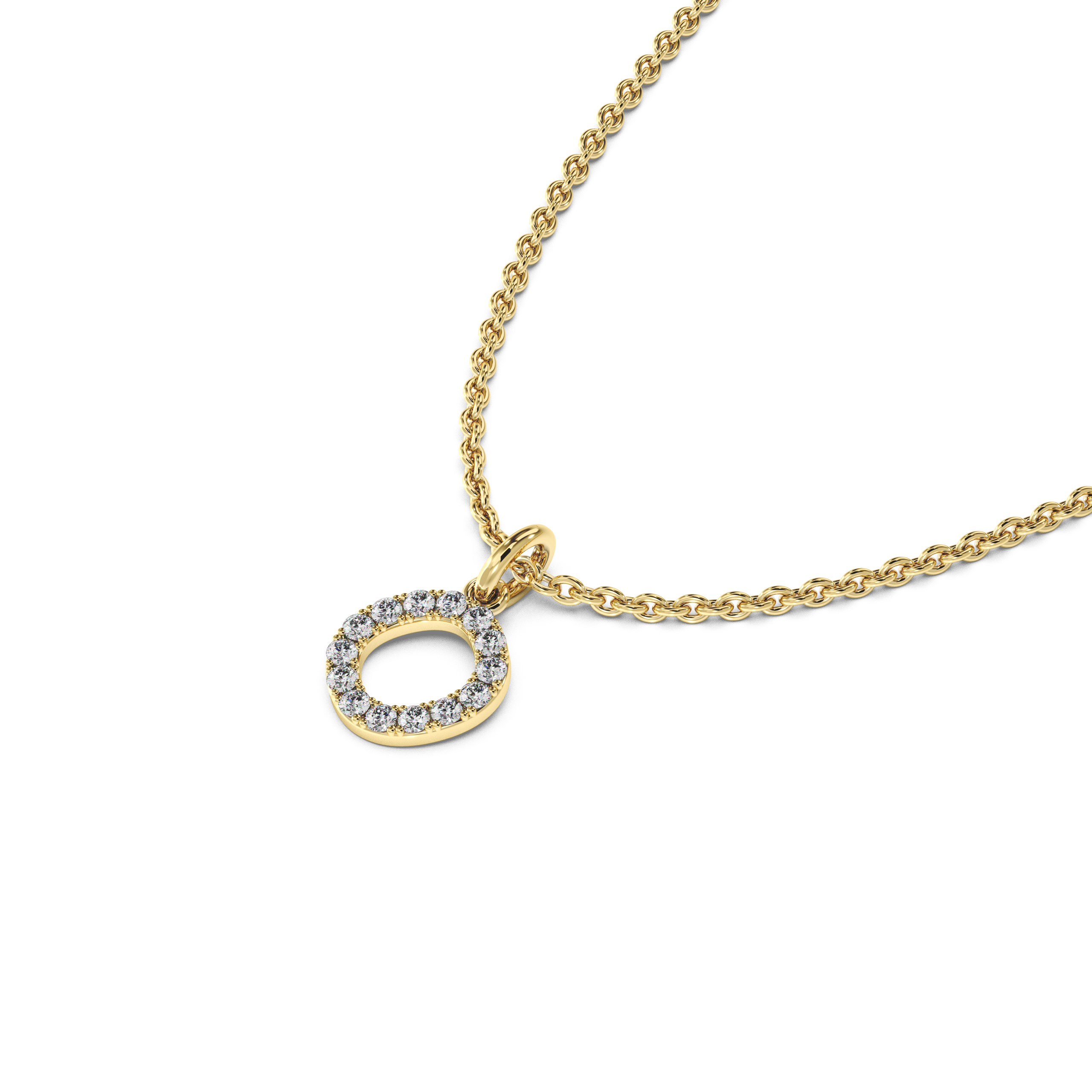 "O" Diamond Initial Pendant