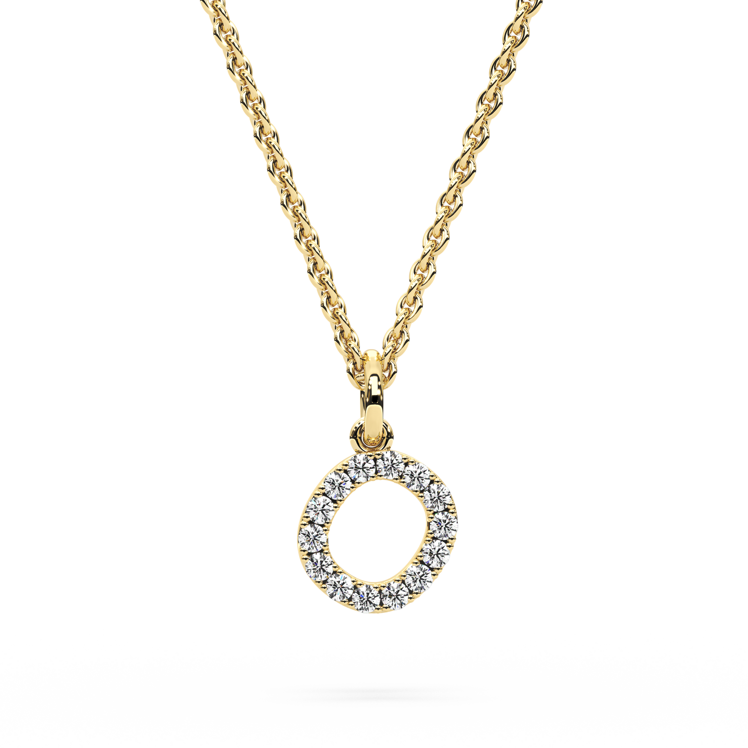 &quot;O&quot; Diamond Initial Pendant - 10mm