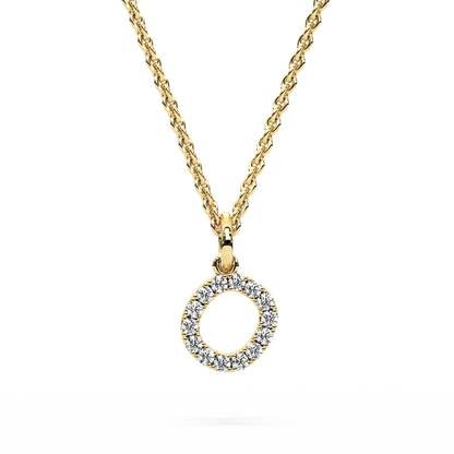 &quot;O&quot; Diamond Initial Pendant - 10mm