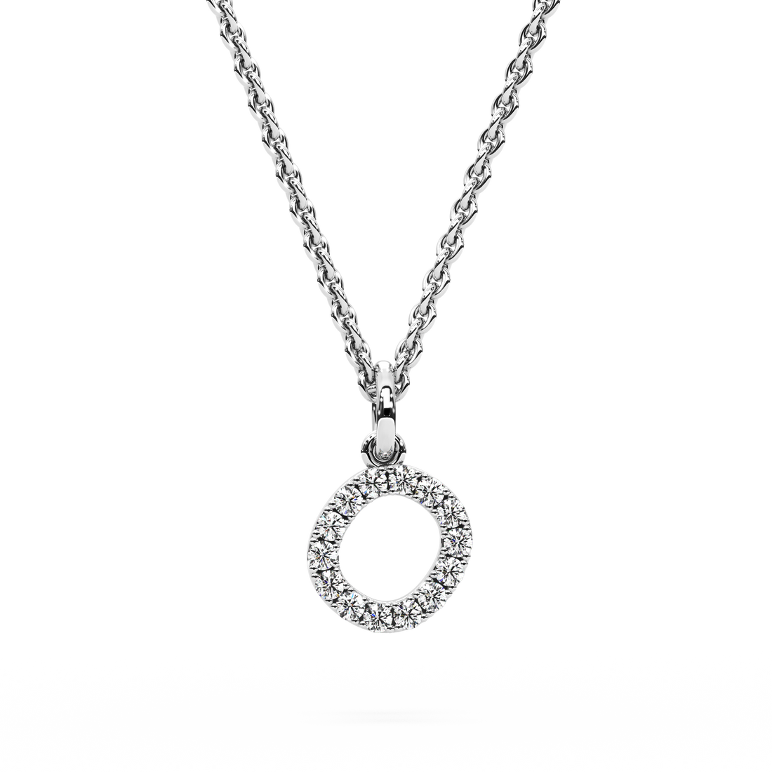 &quot;O&quot; Diamond Initial Pendant - 10mm