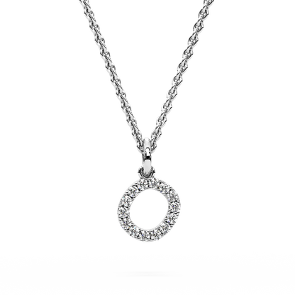 &quot;O&quot; Diamond Initial Pendant - 10mm