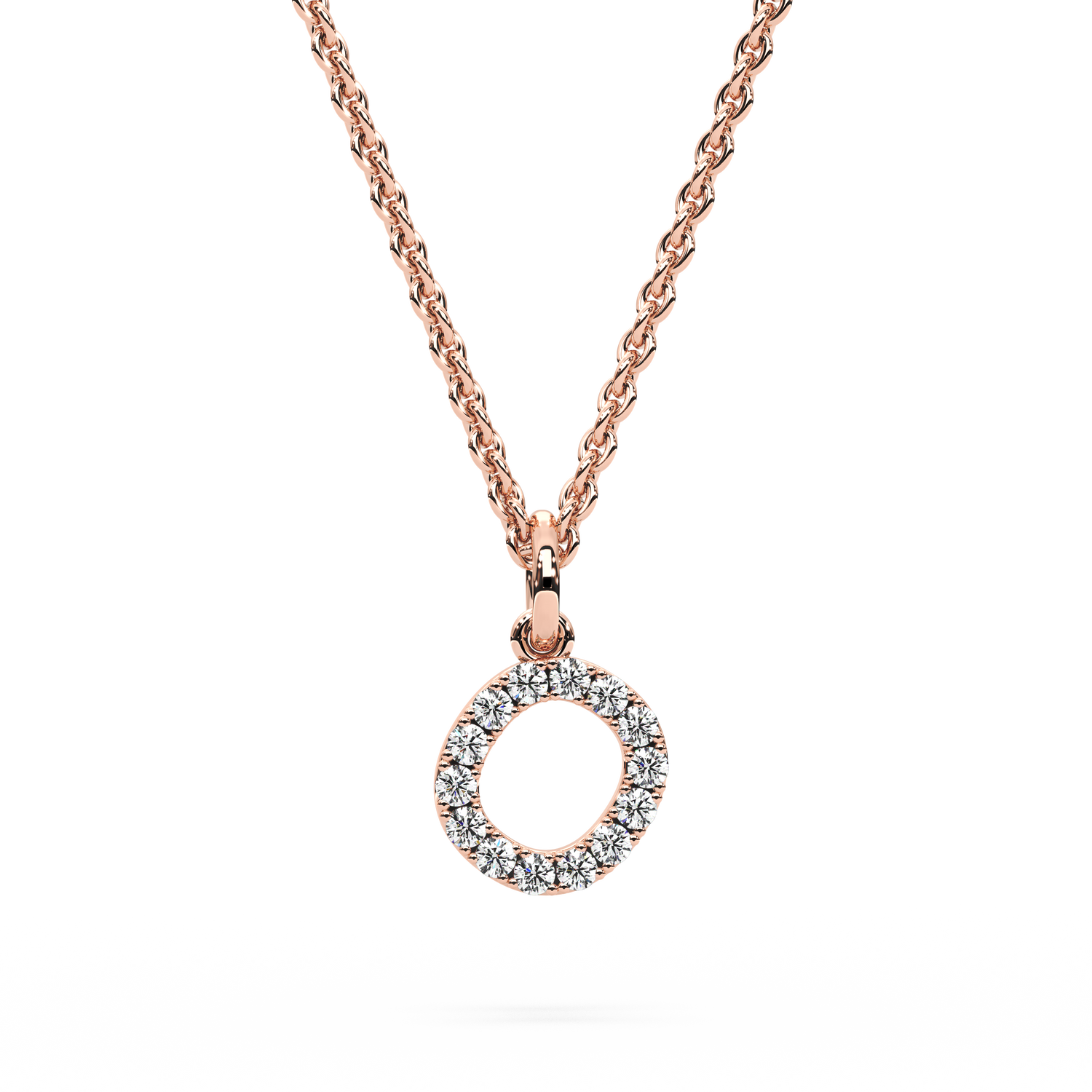 &quot;O&quot; Diamond Initial Pendant