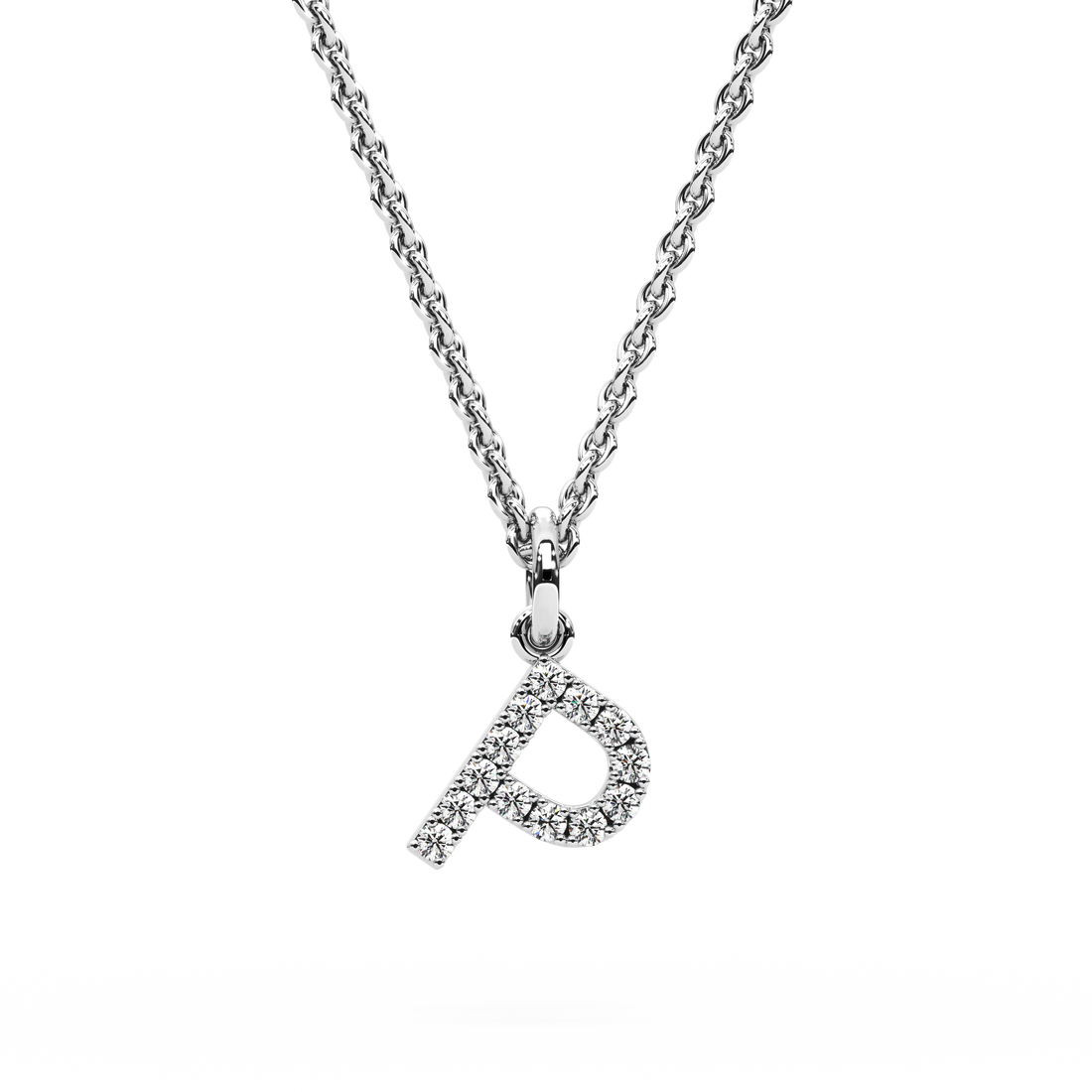 &quot;P&quot; Diamond Initial Pendant - 10mm