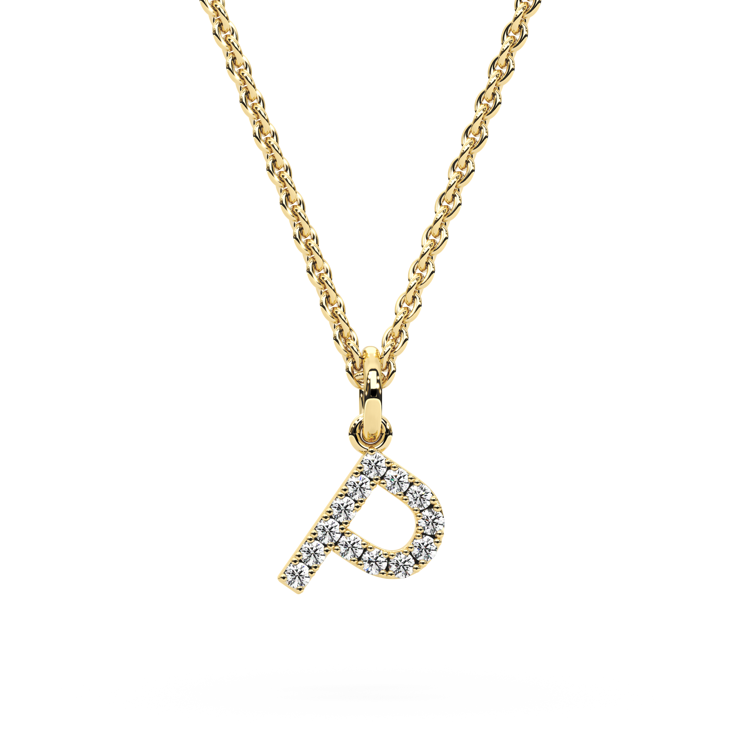 &quot;P&quot; Diamond Initial Pendant - 10mm