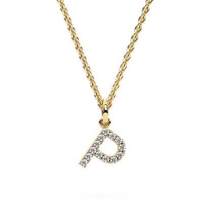 &quot;P&quot; Diamond Initial Pendant - 10mm