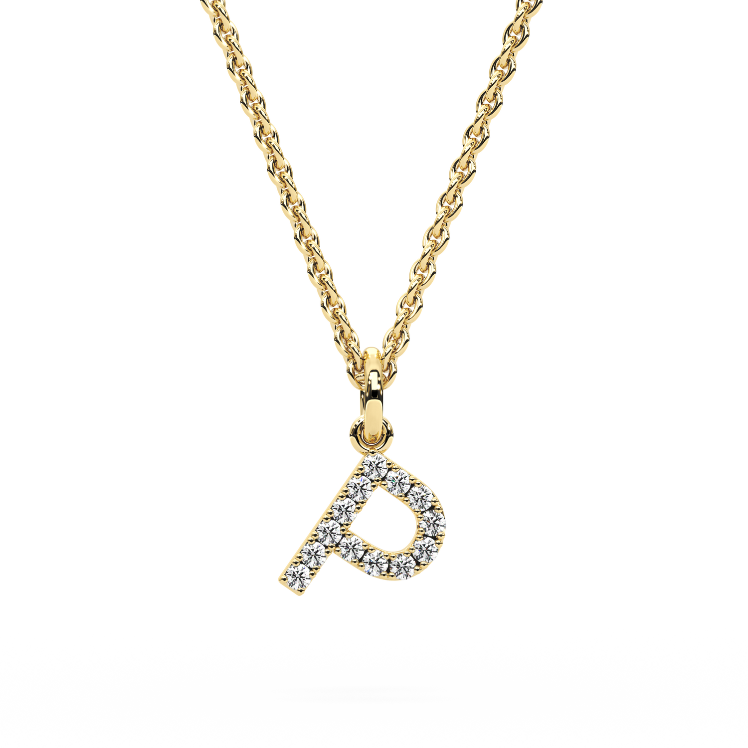 &quot;P&quot; Diamond Initial Pendant