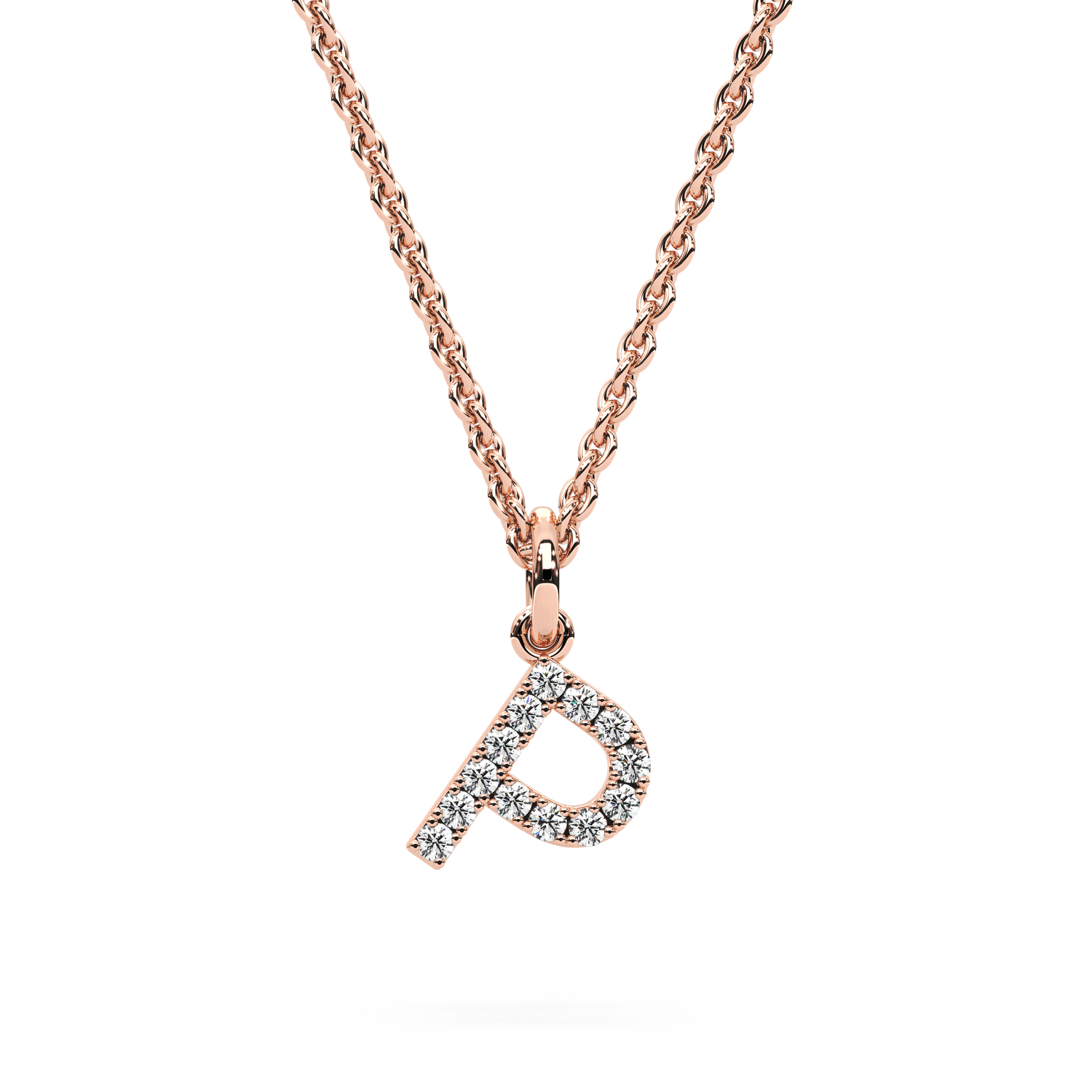 &quot;P&quot; Diamond Initial Pendant - 10mm