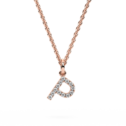 &quot;P&quot; Diamond Initial Pendant - 10mm