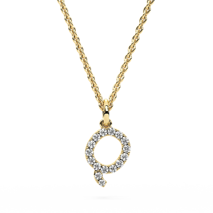 &quot;Q&quot; Diamond Initial Pendant - 10mm