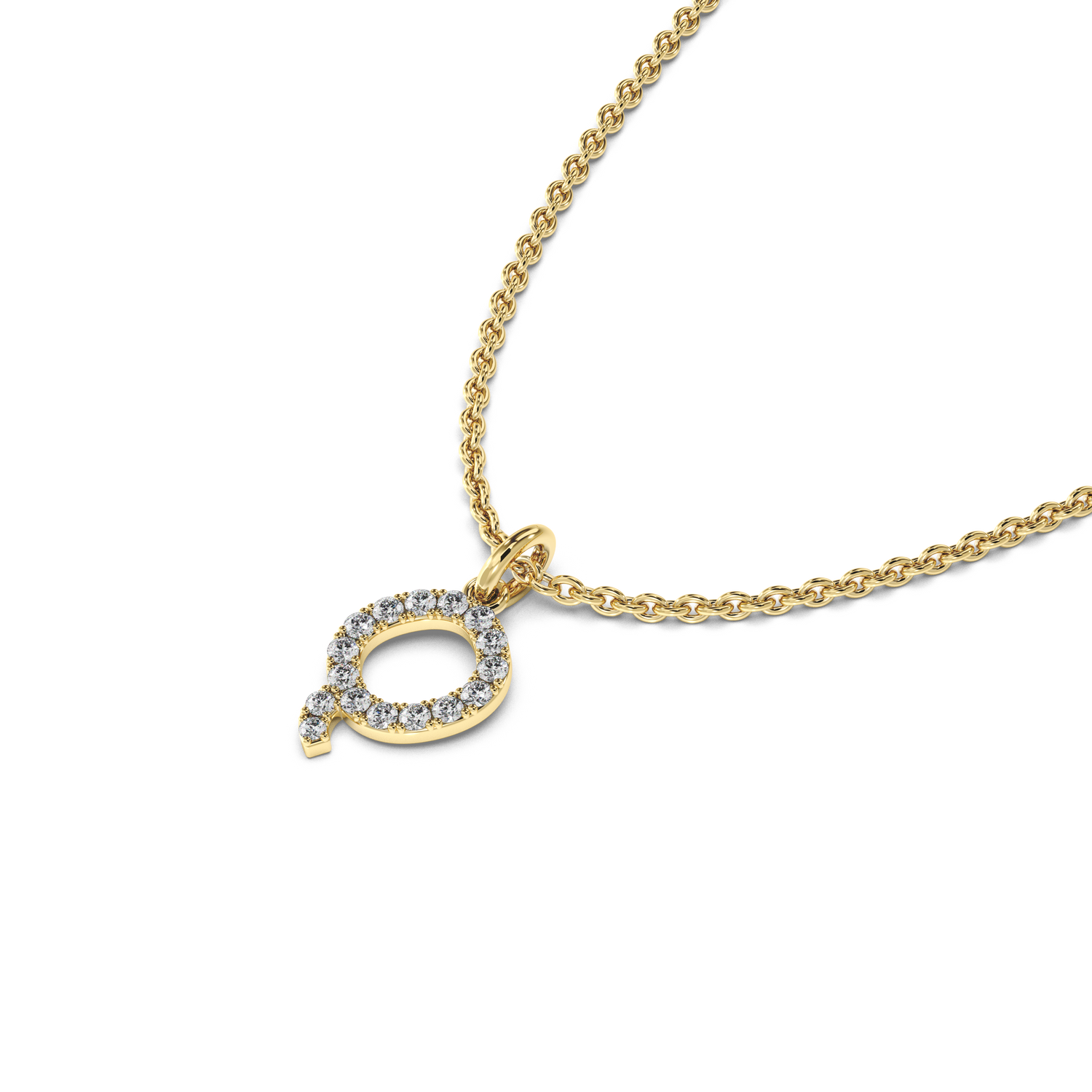"Q" Diamond Initial Pendant - 10mm