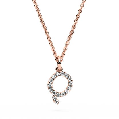 &quot;Q&quot; Diamond Initial Pendant - 10mm