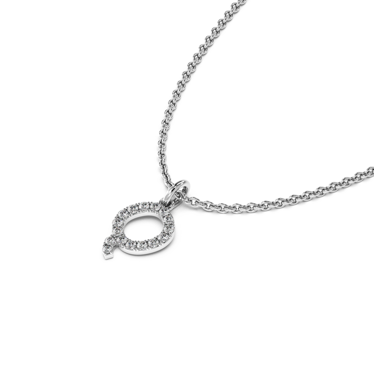 &quot;Q&quot; Diamond Initial Pendant - 10mm