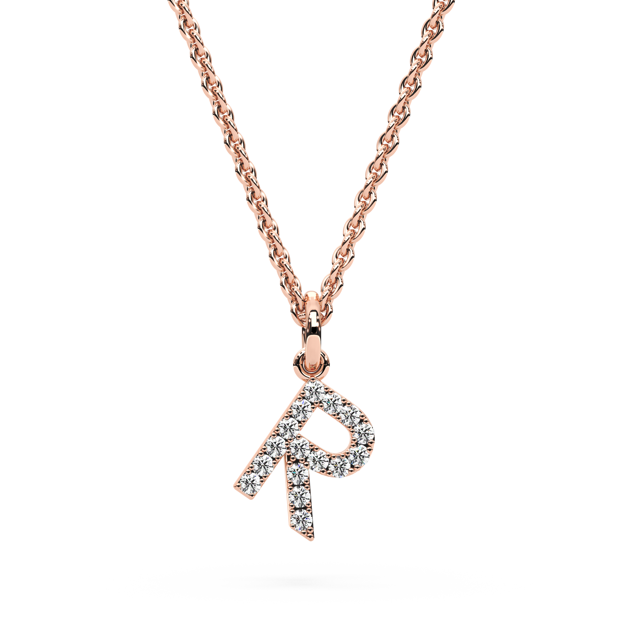 "R" Diamond Initial Pendant