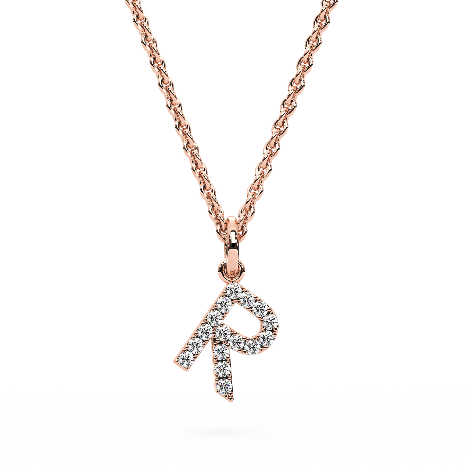 &quot;R&quot; Diamond Initial Pendant - 10mm