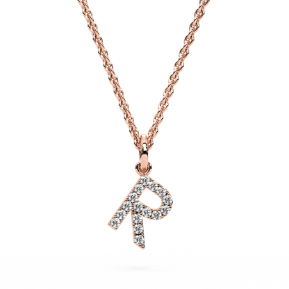 &quot;R&quot; Diamond Initial Pendant - 10mm