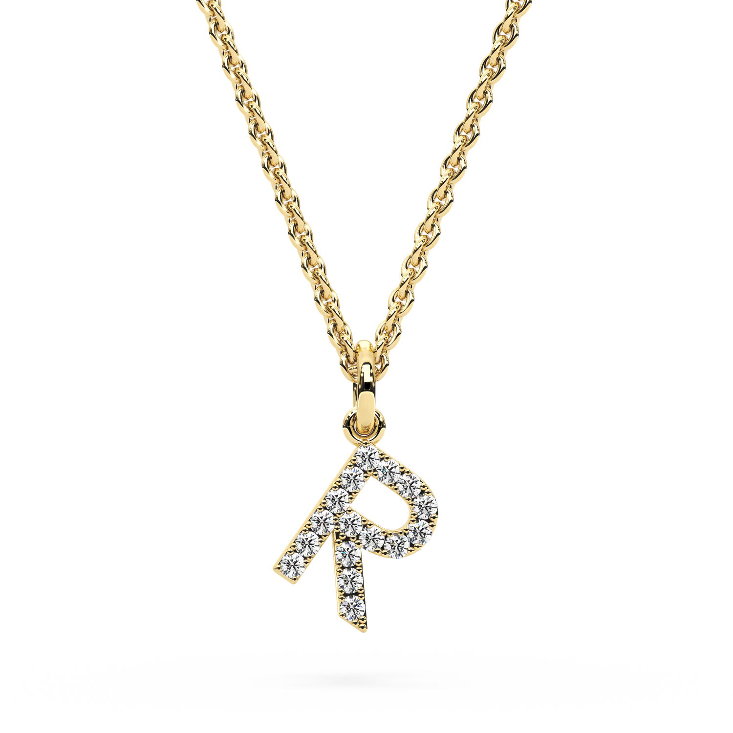 &quot;R&quot; Diamond Initial Pendant - 10mm
