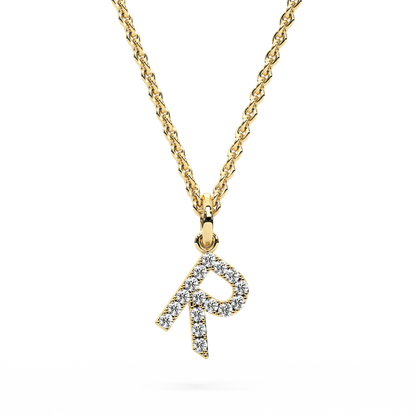 &quot;R&quot; Diamond Initial Pendant