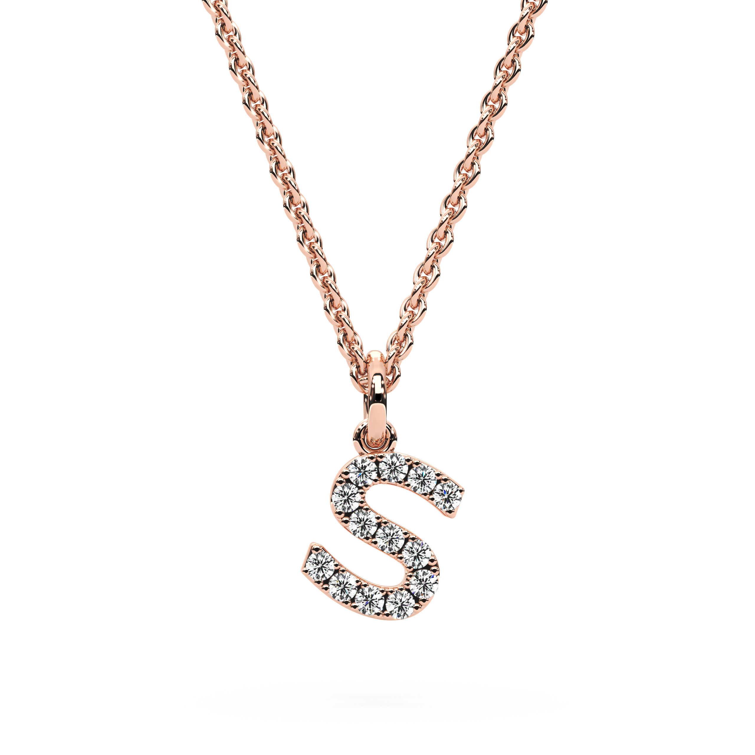 &quot;S&quot; Diamond Initial Pendant - 10mm
