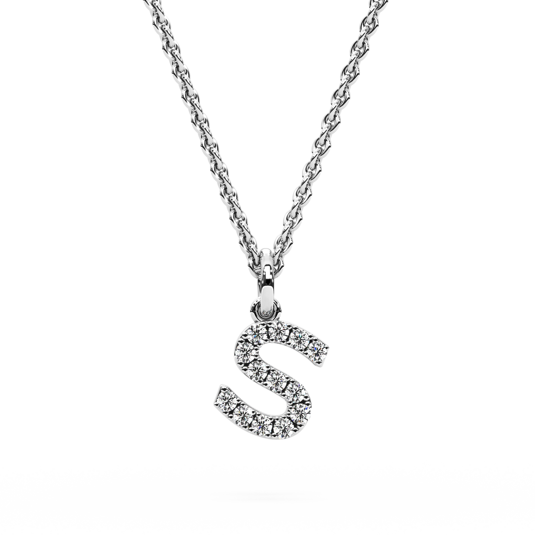 &quot;S&quot; Diamond Initial Pendant - 10mm