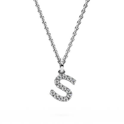 &quot;S&quot; Diamond Initial Pendant - 10mm