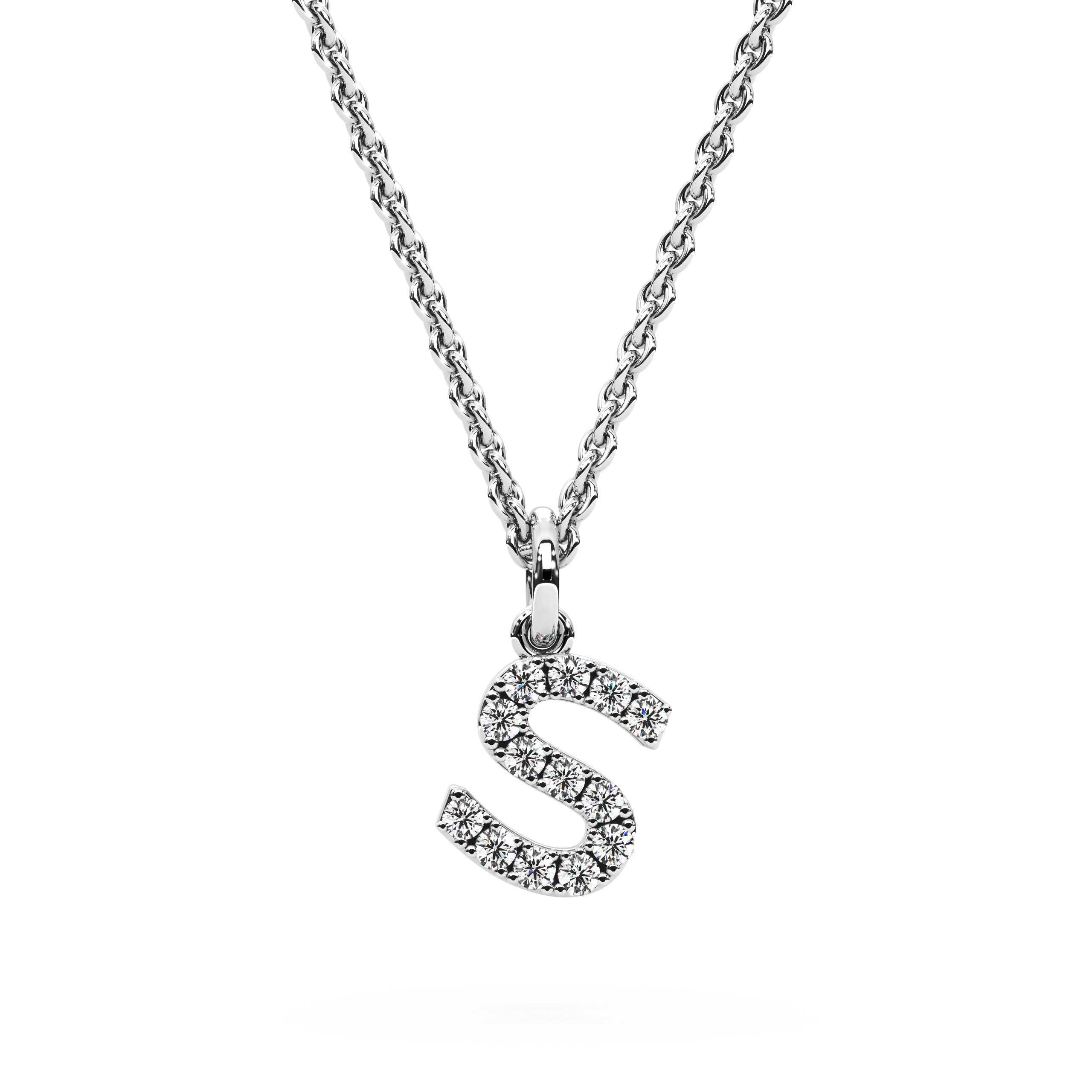 "S" Diamond Initial Pendant - 10mm