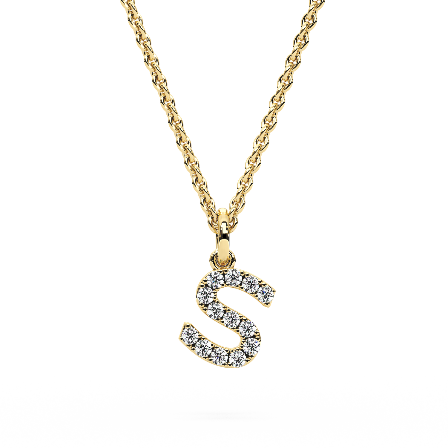 "S" Diamond Initial Pendant - 10mm