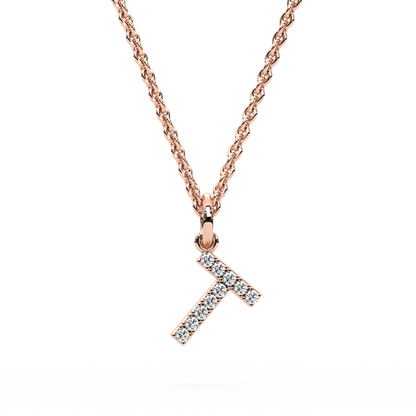 "T" Diamond Initial Pendant