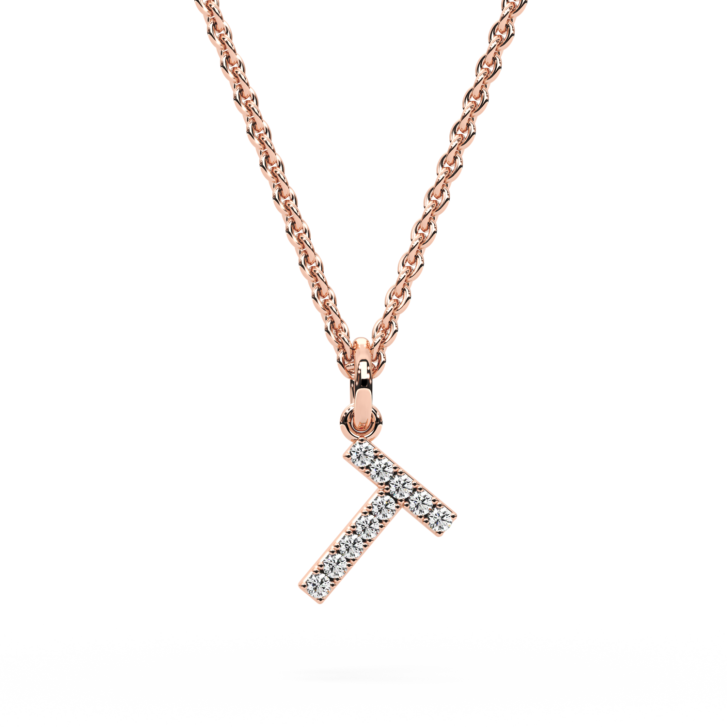 &quot;T&quot; Diamond Initial Pendant - 10mm