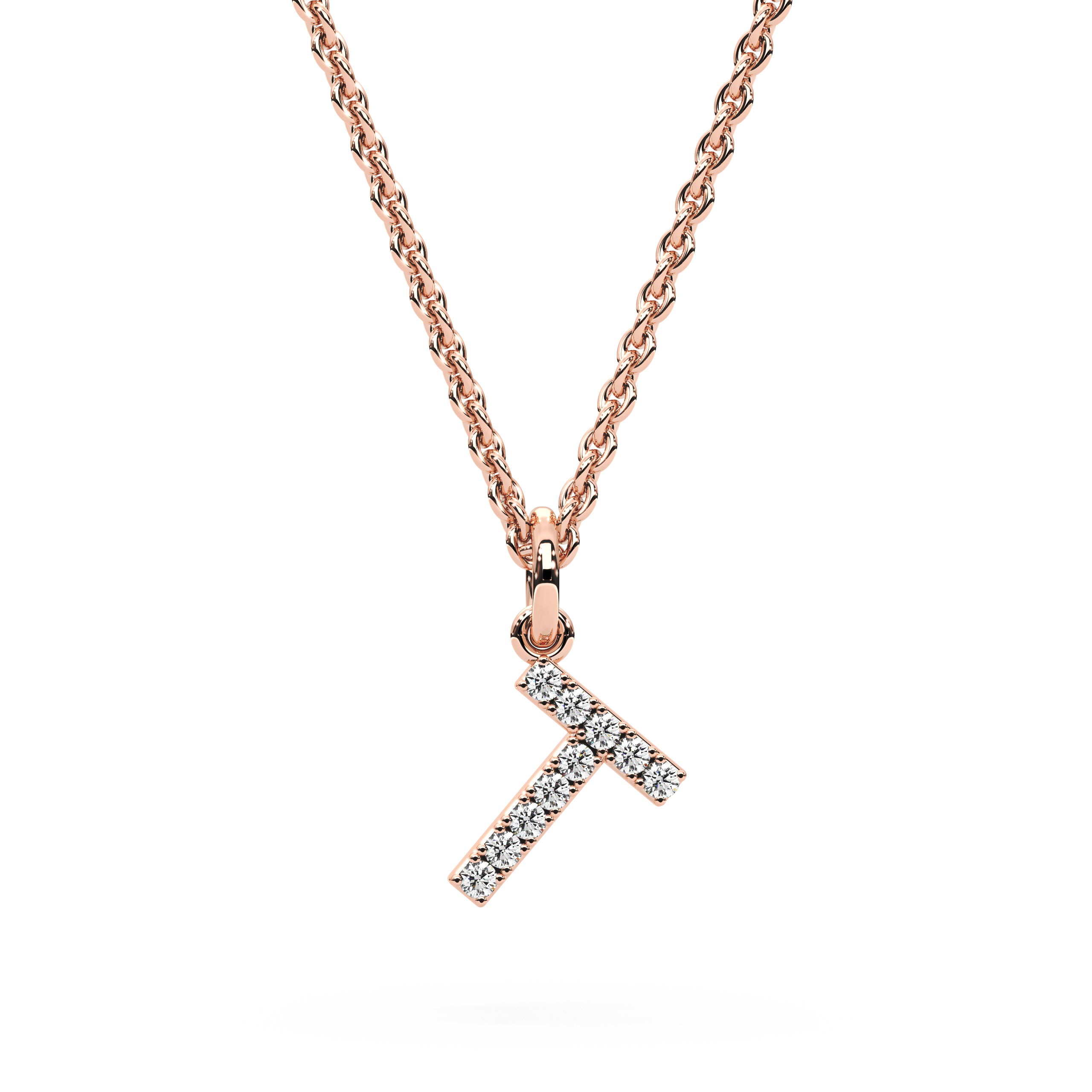 &quot;T&quot; Diamond Initial Pendant - 10mm