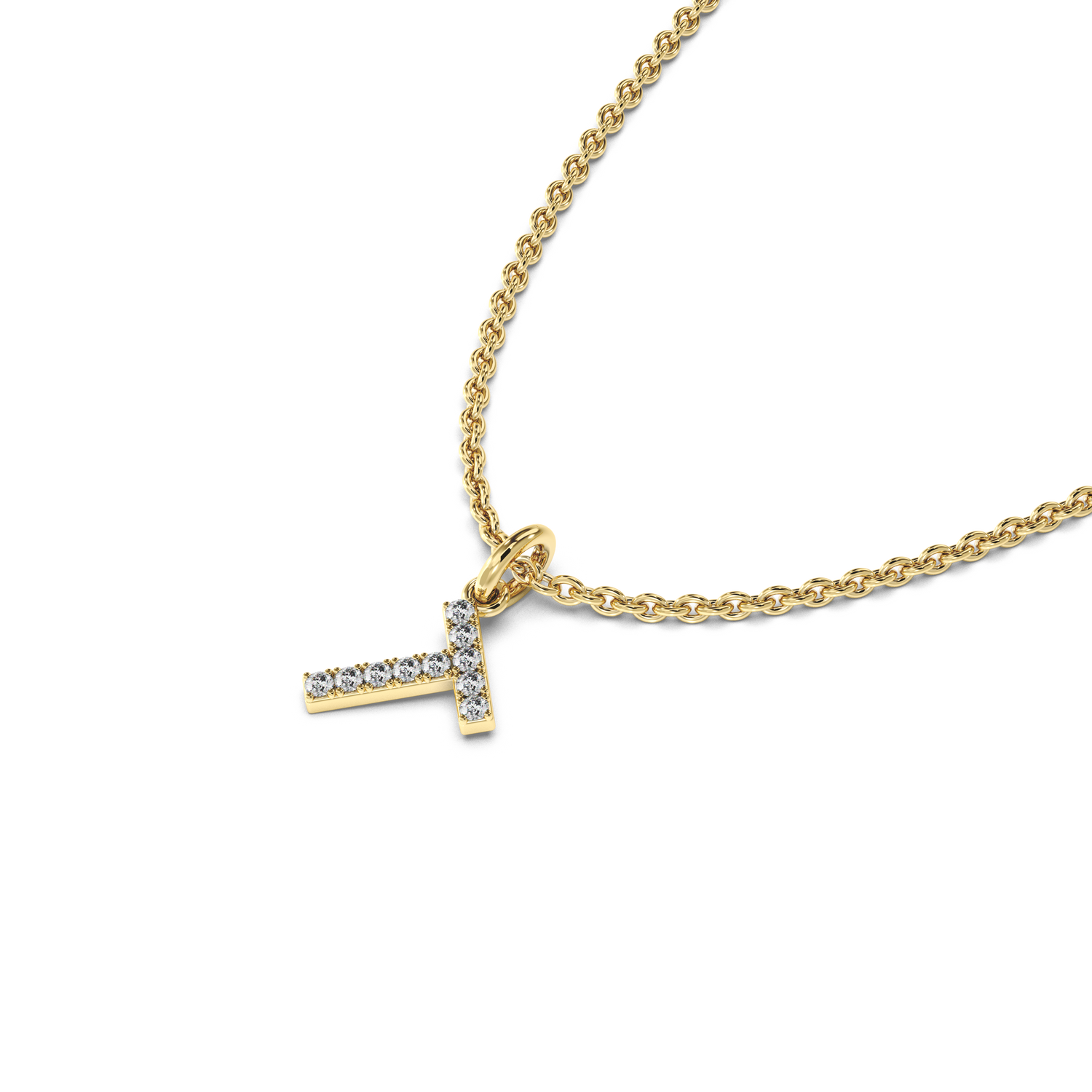 &quot;T&quot; Diamond Initial Pendant - 10mm
