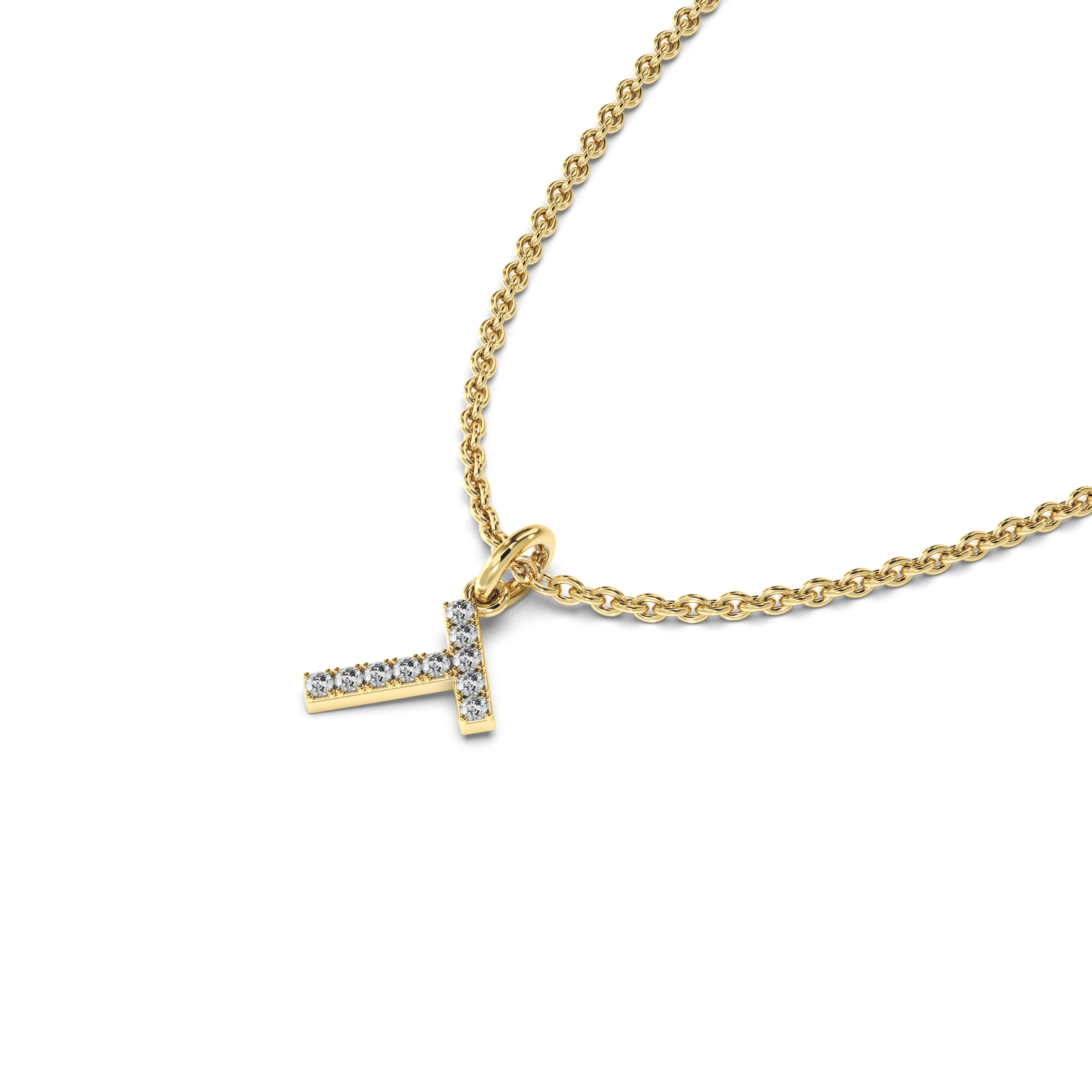 &quot;T&quot; Diamond Initial Pendant - 10mm