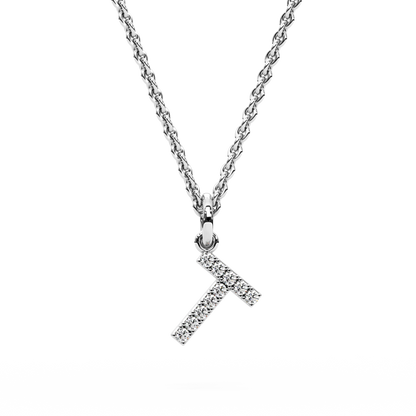&quot;T&quot; Diamond Initial Pendant - 10mm