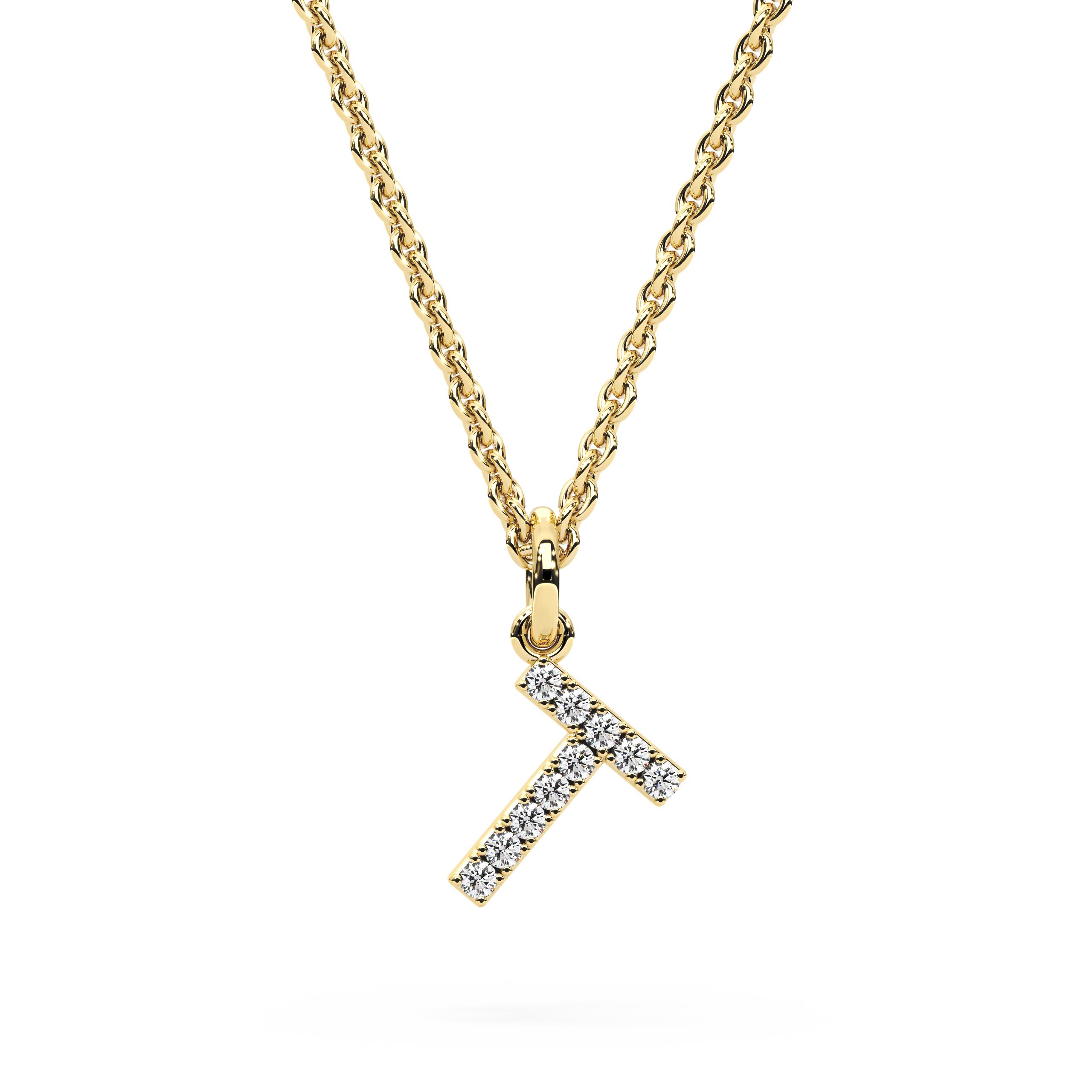 "T" Diamond Initial Pendant - 10mm