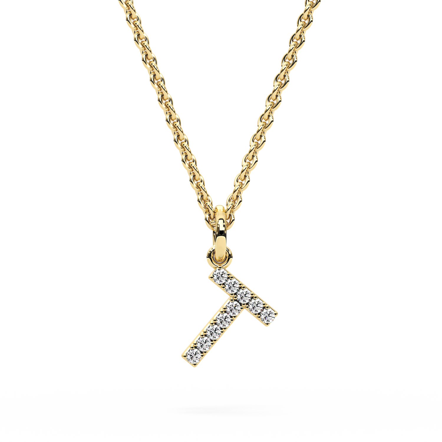 &quot;T&quot; Diamond Initial Pendant - 10mm