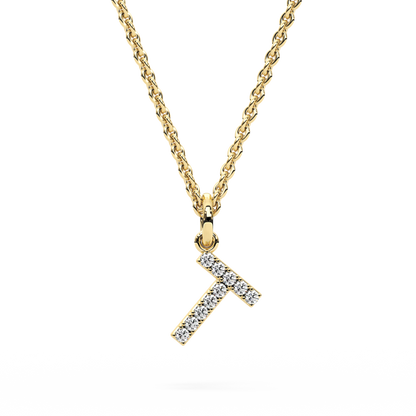 &quot;T&quot; Diamond Initial Pendant - 10mm