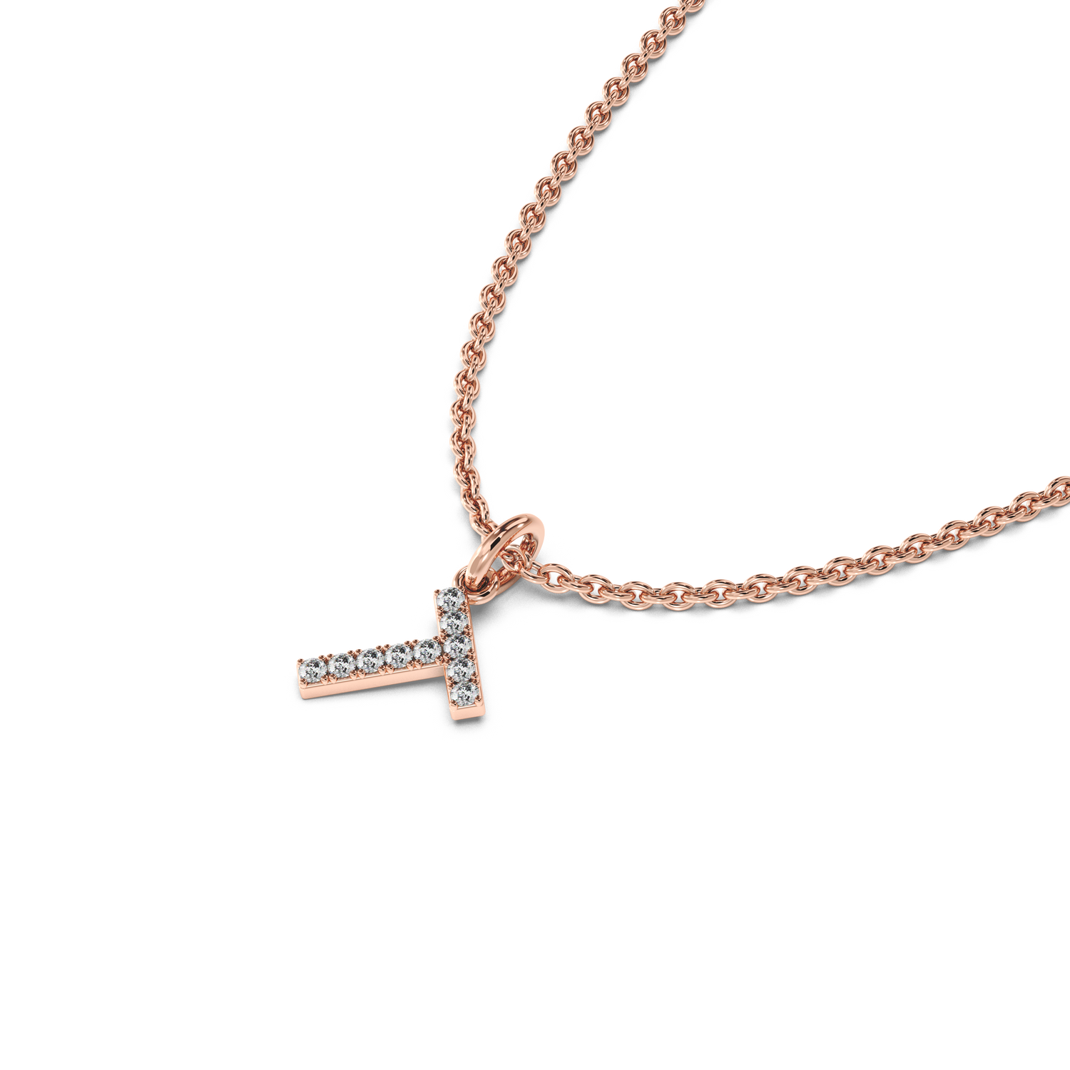 &quot;T&quot; Diamond Initial Pendant - 10mm
