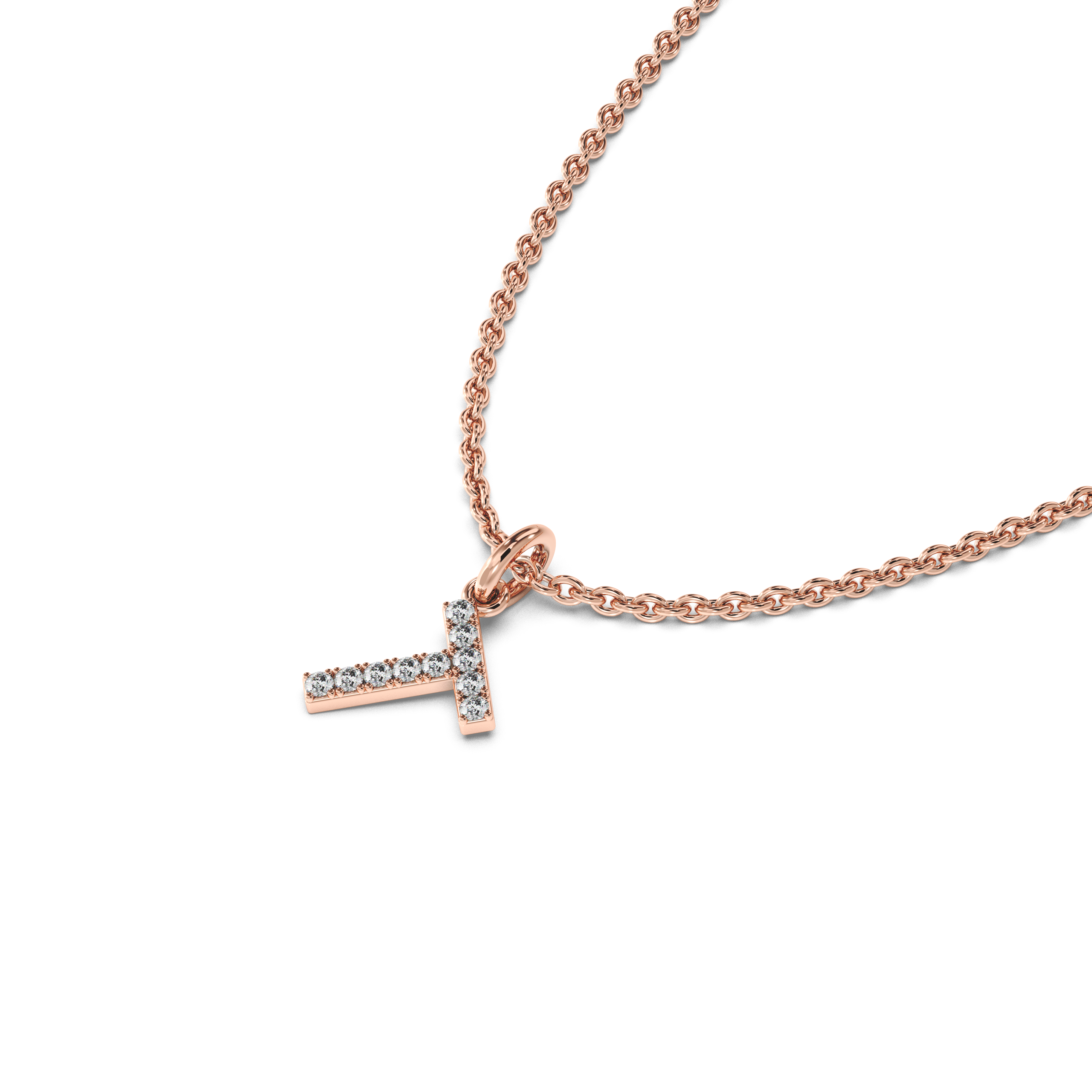 &quot;T&quot; Diamond Initial Pendant - 10mm