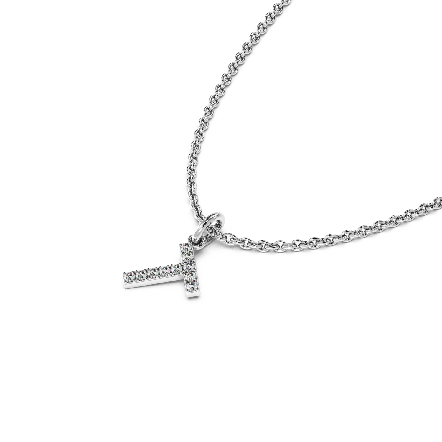 &quot;T&quot; Diamond Initial Pendant - 10mm